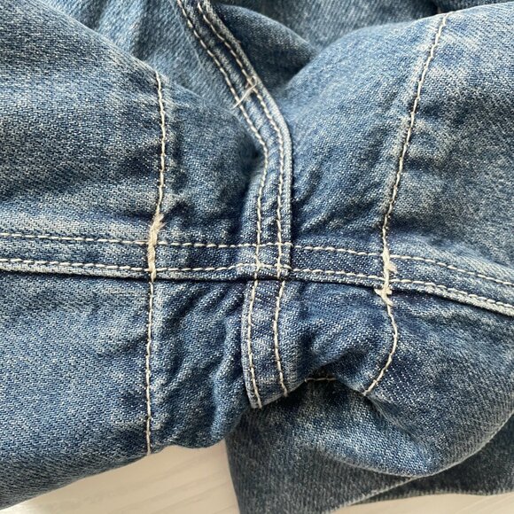 Merlette Women's Denim Shorts 32 Pollock Mid Blue Wash Wide Leg Jean Hi-Rise - Picture 8 of 9